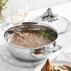 Ruffoni Opus Prima Hammered Stainless- Steel Saucier with Lovebirds Knob, 4-Qt.