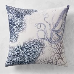 Graphic Seaside Outdoor Pillow Cover, 22" x 22", Navy