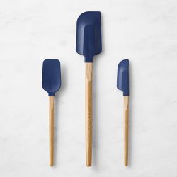 Williams Sonoma Classic Wood Spatula, Navy, Set of 3