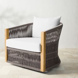 Pasadena Outdoor Teak and Brown Rope Swivel Chair