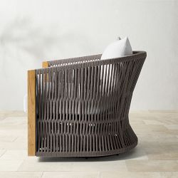 Pasadena Outdoor Teak and Brown Rope Swivel Chair