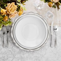 Pillivuyt Eventail Platinum Porcelain Dinner Plates