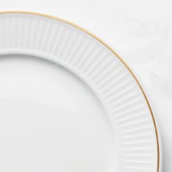 Pillivuyt Plisse Gold Porcelain Dinner Plates