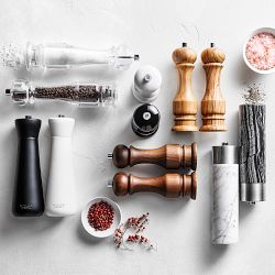 Williams Sonoma Black &amp; White Wood Salt &amp; Pepper Mills, 7"