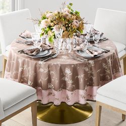 Delicate Floral Round Tablecloth, Pink