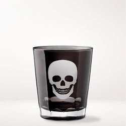 Etched Skull Double Old-Fashioned Glasses, Set of 4