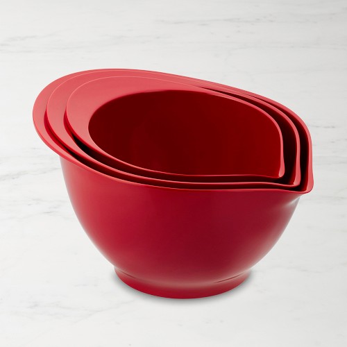 Melamine Mixing Bowls with Spout, Set of 3, Red