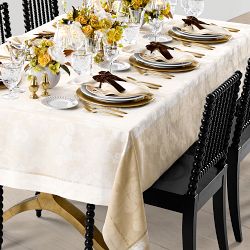 Filomena Jacquard Tablecloth, 70"x108", White