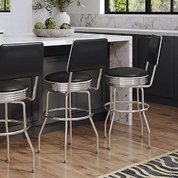 Upholstered Cushion-Back Diner Stool