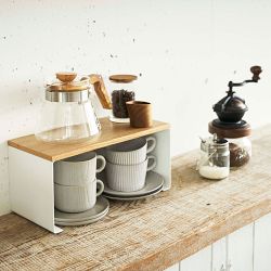 Yamazaki Home Tosca Wood Top Stackable Kitchen Rack