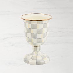 Mackenzie Childs Sterling Check Pedestal Vase