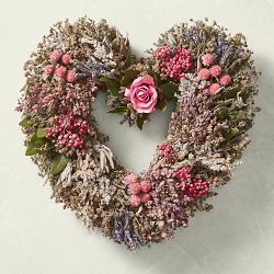 Pink Rose Garden Heart Wreath