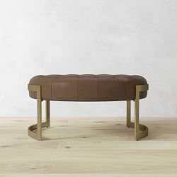 Mixed Material Round Ottoman (36.5")