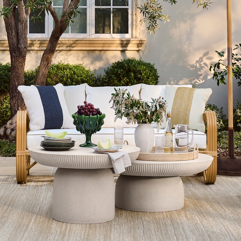Livia Outdoor Fiberstone Nesting Coffee Tables (36"-72") by Williams Sonoma Home