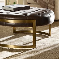 Mixed Material Round Ottoman (36.5")