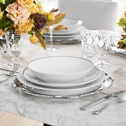 Pillivuyt Eventail Platinum Porcelain Soup Bowls, Set of 4