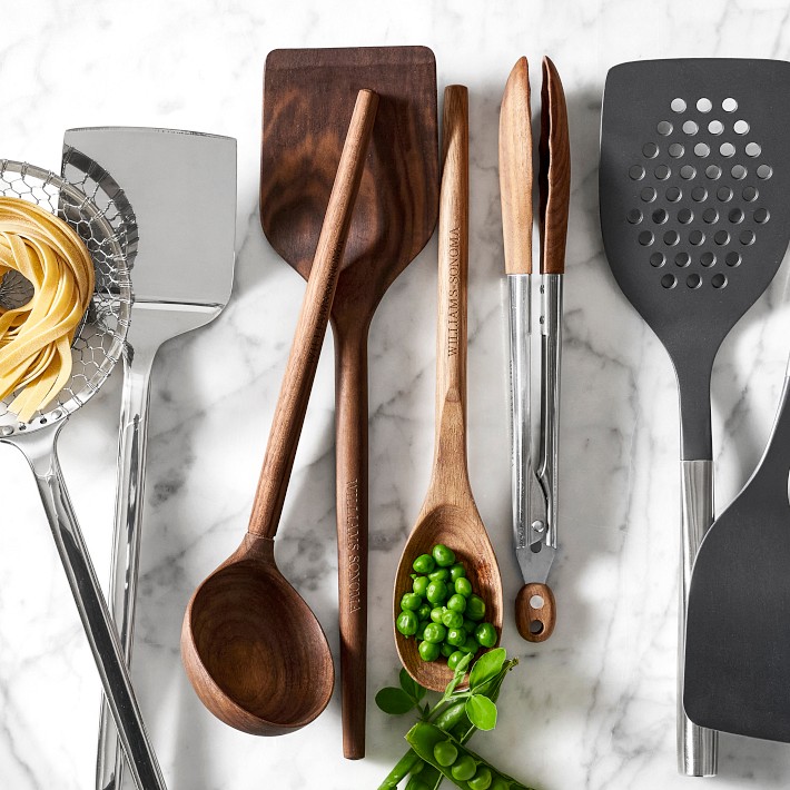 Walnut Locking Tongs, Stainless Steel | Williams Sonoma