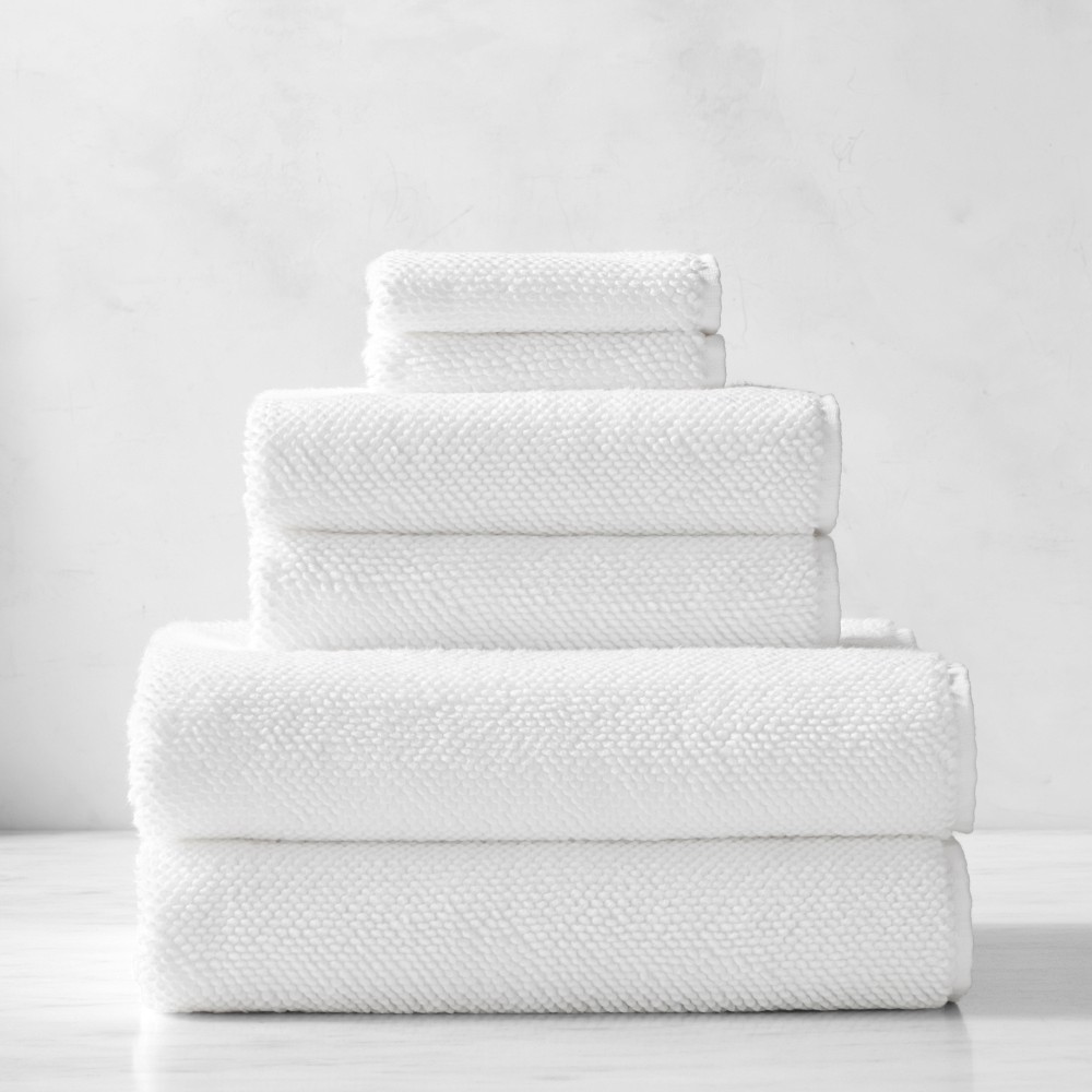 Plush Bath Towels - Set Of 6, White