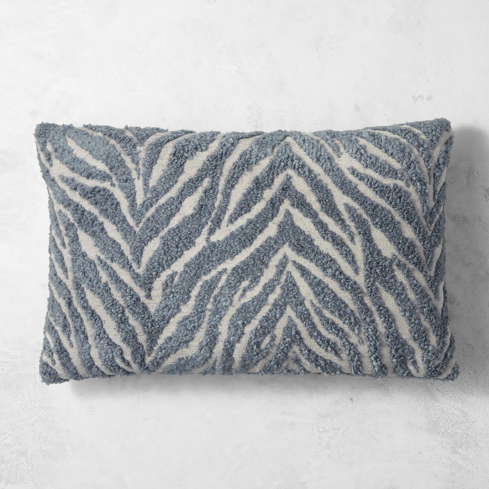 Chasper Zebra Pillow Cover, Stone Blue - 14" X 22", Stone Blue