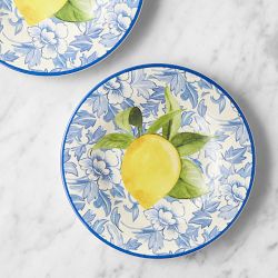Lemon Outdoor Melamine Appetizer Plates, Set of 4
