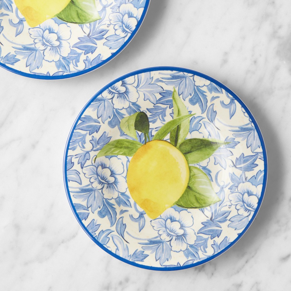 Lemon Outdoor Melamine Appetizer Plates - Set of 4