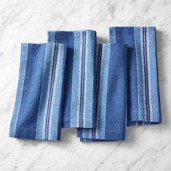 Bistro Striped Napkins, Set of 4, Blue