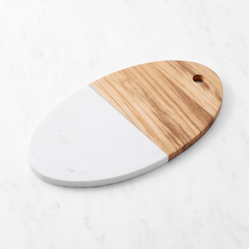 Olivewood & White Marble Oval Board