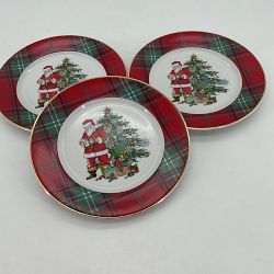 OPEN BOX: Red Tartan Salad Plates, Set of 4