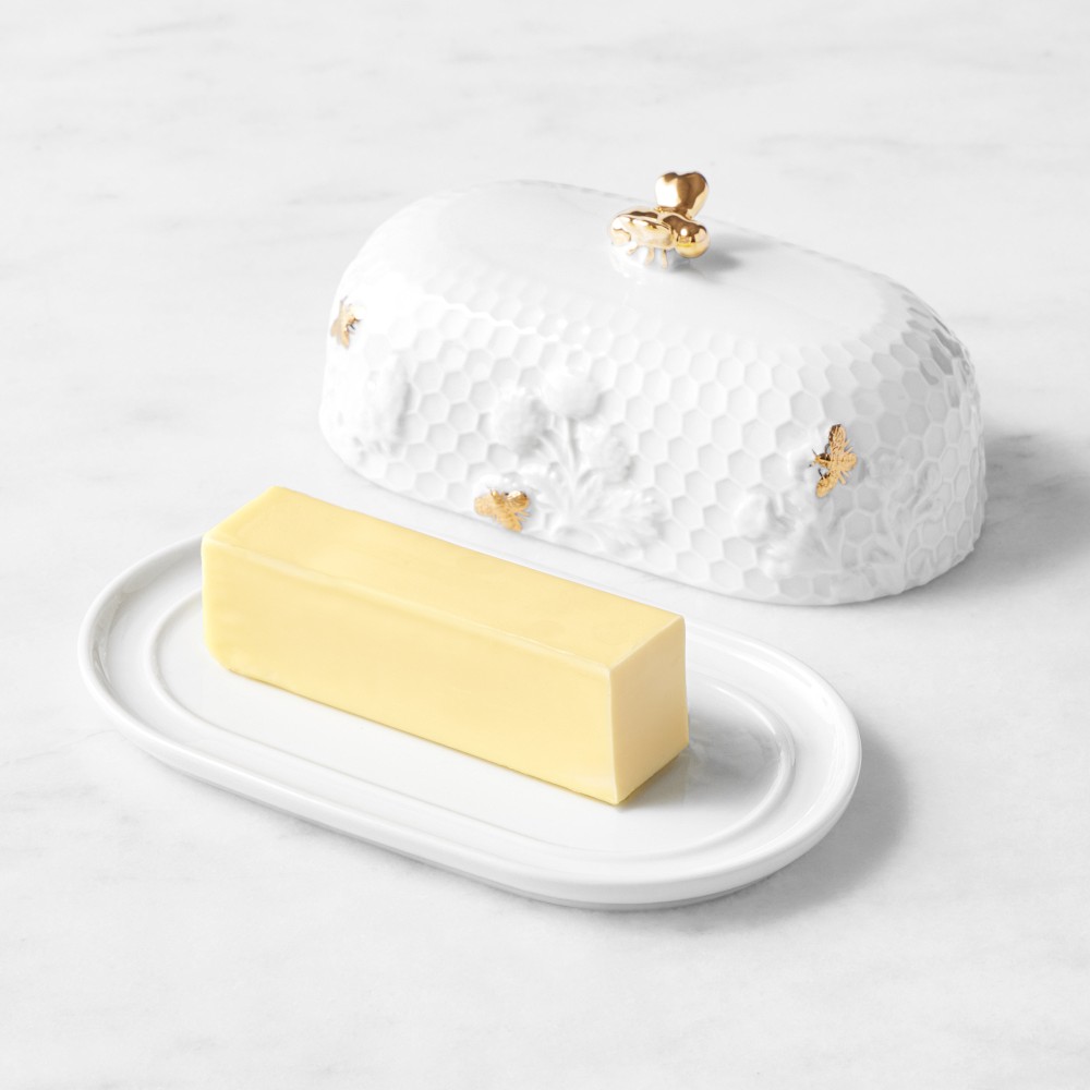 Honeycomb Porcelain Figural Butter Dish
