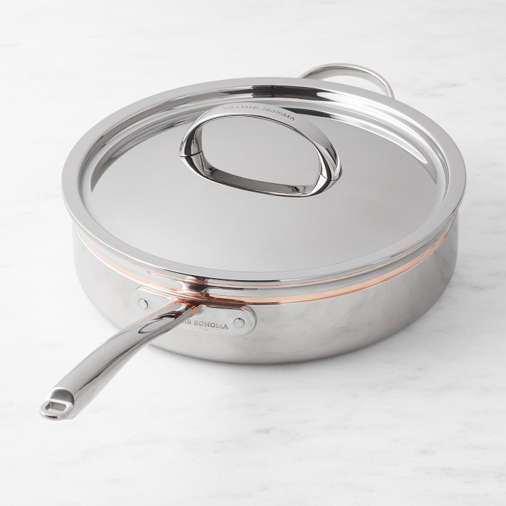 WILLIAMS-SONOMA ステンレス鍋 蓋付き 中型 Williams Sonoma Stainless-Steel Thermo-Clad™ Deep Saute with Fryer
