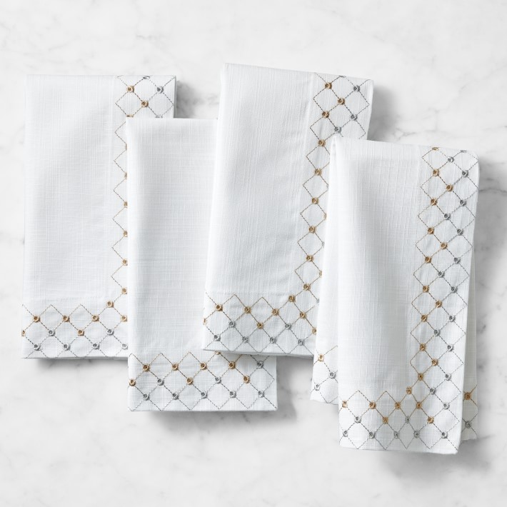 Metallic Lattice Border Napkins, 20