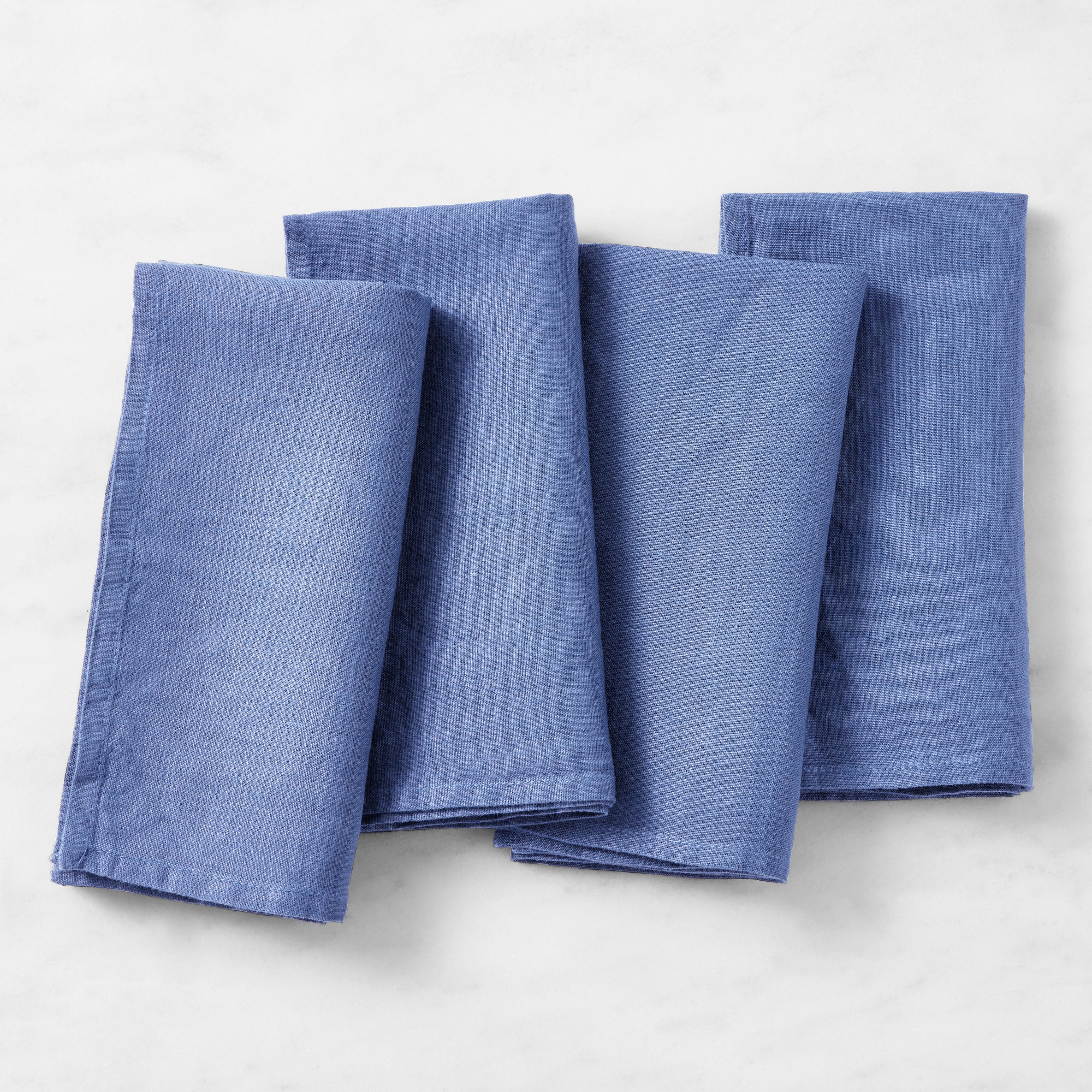 Italian Washed Linen Napkins - Set of 4, Blue