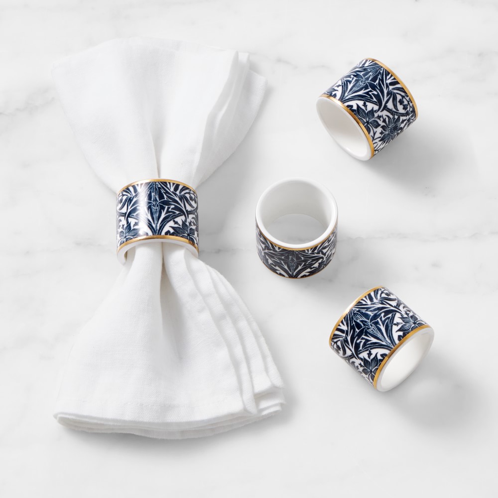 Morris & Co. x Williams Sonoma Bluebell Napkin Rings, Set of 4 - Set of 4