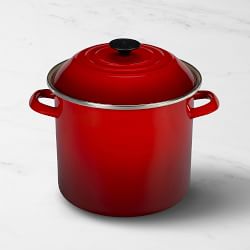Le Creuset Enameled-Steel Stock Pot, 16-Qt., Red