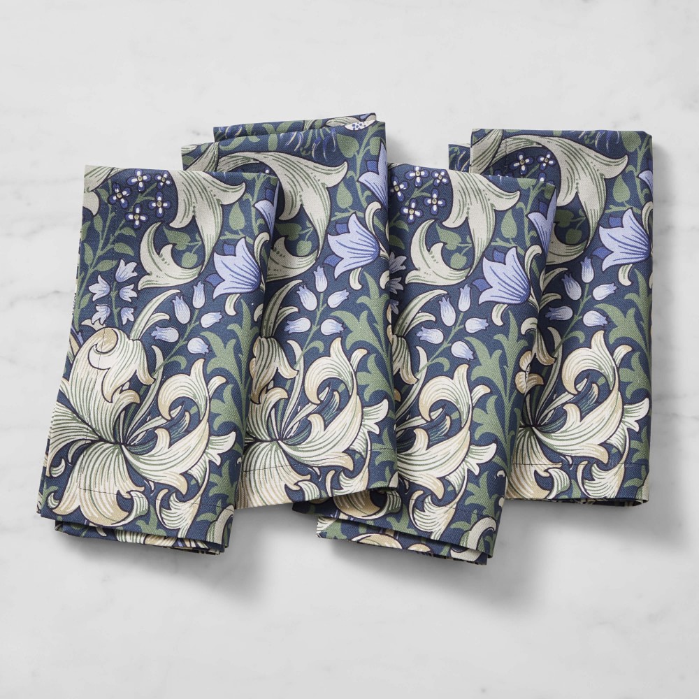 Morris & Co. x Williams Sonoma Golden Lily Napkins, Set of 4 - Set of 4, Blue & Green