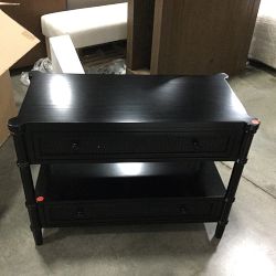 OPEN BOX: Cane 2 Drawer Nightstand, Wood, Ebony