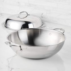 Hestan ProBond Luxe Professional Clad Stainless-Steel Covered Wok, 14"