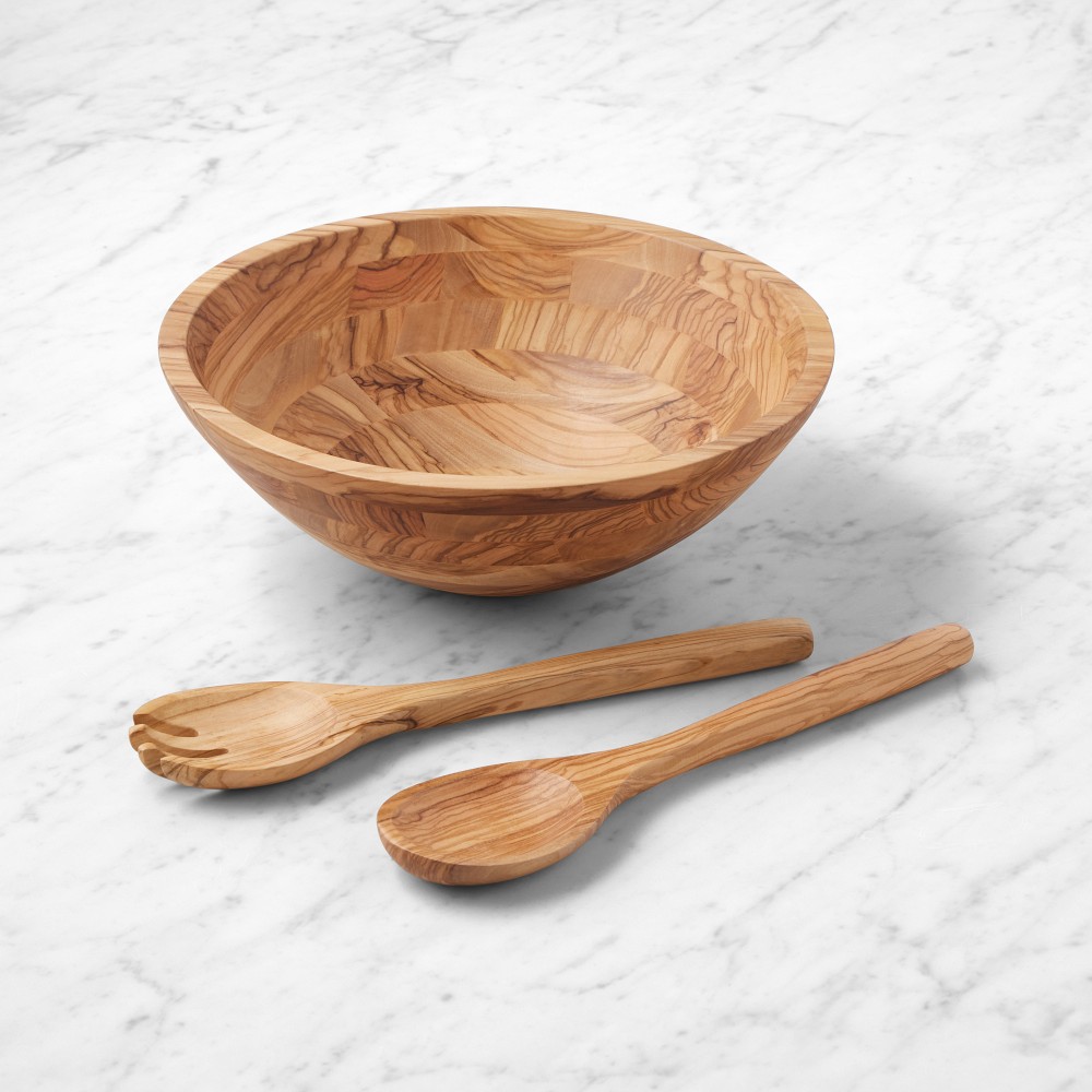 Olivewood Salad Bowl and Salad Servers - 12"