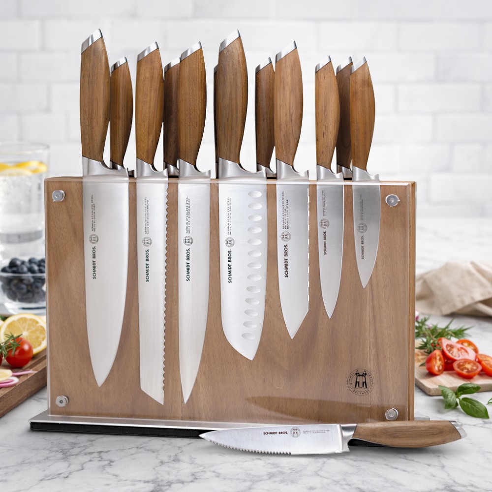 Schmidt Brothers Bonded Teak Knives, Set of 15