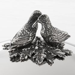 Ruffoni Opus Prima Hammered Stainless- Steel Saucier with Lovebirds Knob, 4-Qt.