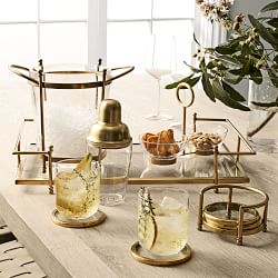 Williams Sonoma Antique Brass and Glass Cocktail Shaker