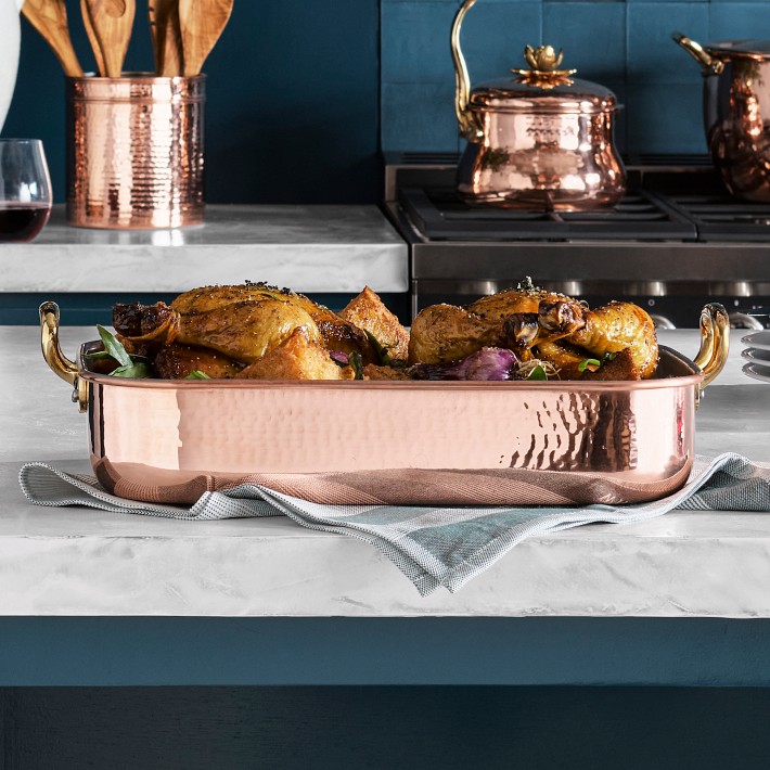 Ruffoni Historia Hammered Copper Rectangle Roasting Pan with