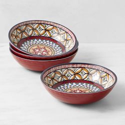 Sicily Red Outdoor Melamine Bowls, Set of 4