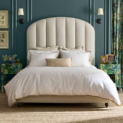 Finsbury Channel-Tufted Upholstered Bed &amp; Headboard