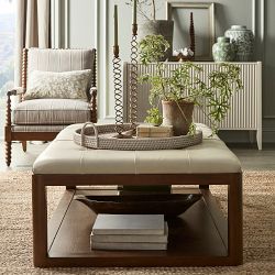 Porte Grid Tufted Rectangular Ottoman (48"-55")