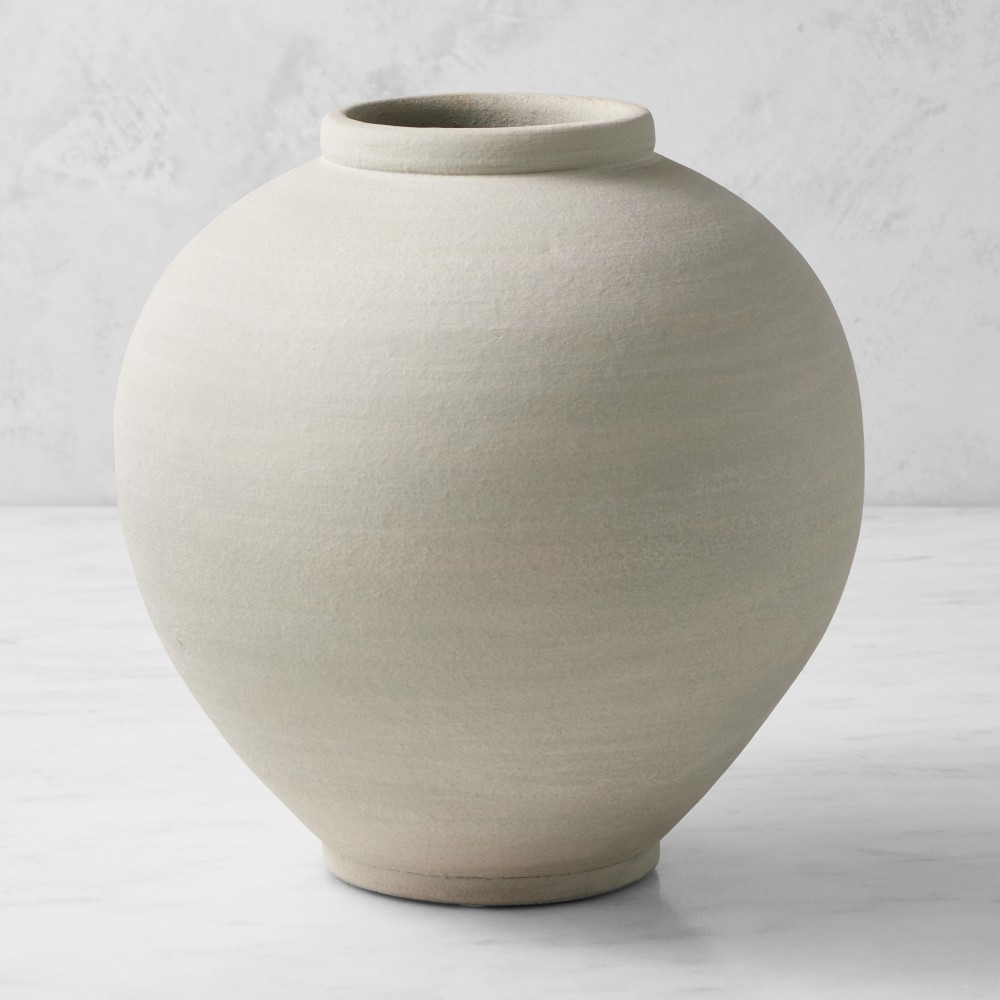 Jeff Leatham x Williams Sonoma Round White Ceramic Vase by Williams Sonoma Home