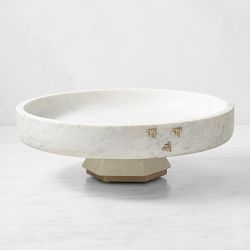 Honeycomb Pedestal Marble Fruit Bowl
