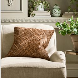 Woven Leather Hide Pillow Cover