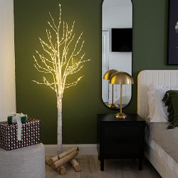 Pre-Lit Artificial Birch Tree with Warm LED Lights