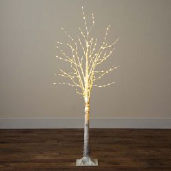 5ft. Pre-Lit Artificial White Birch Tree with 240 Warm White LED Lights